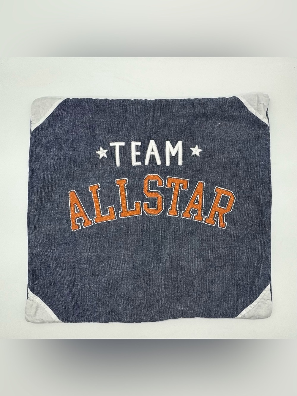 Pottery Barn Kids All Star Pillow Sham Blue Chambray Denim Varsity